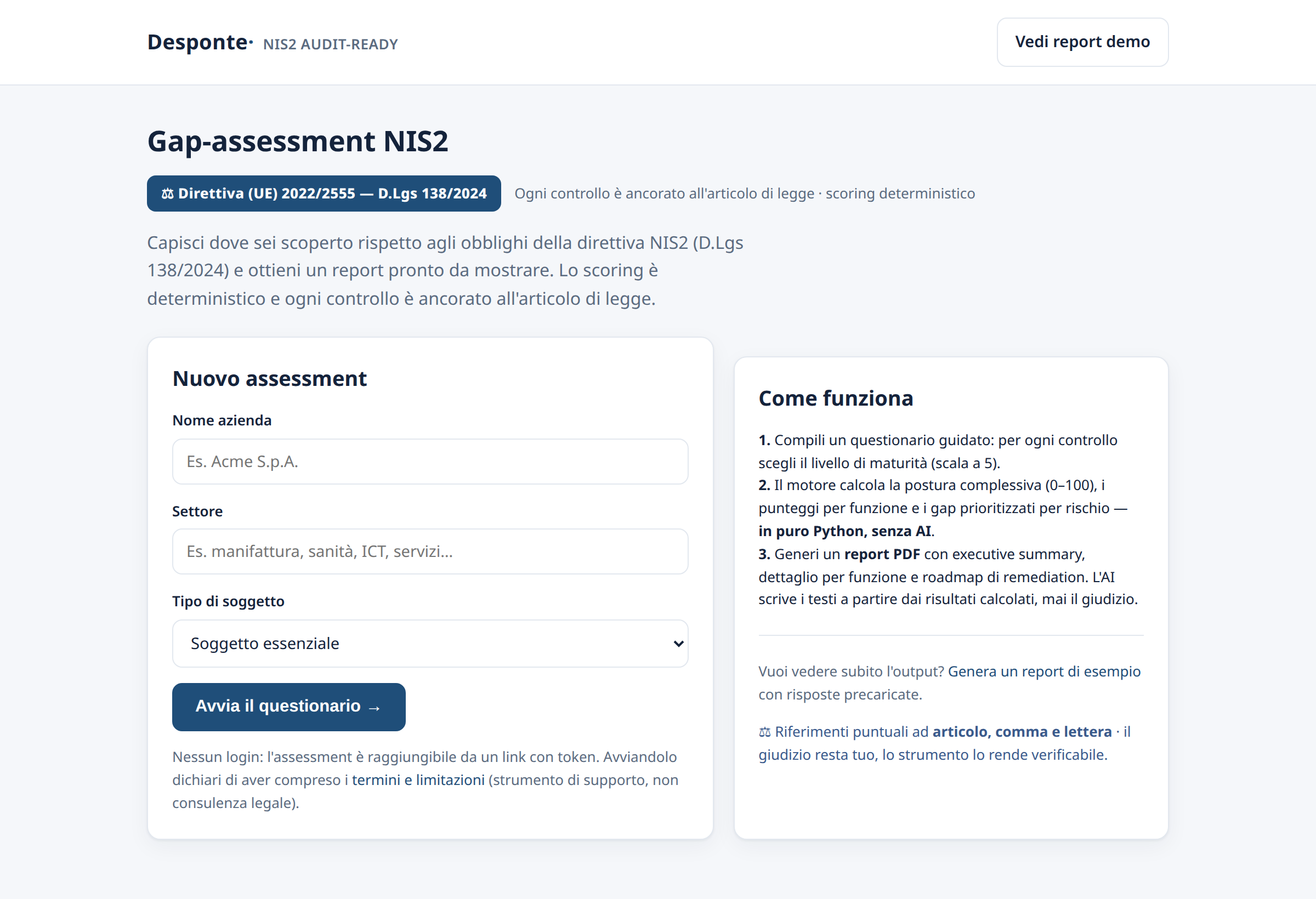 Anteprima NIS2 · Audit-Ready